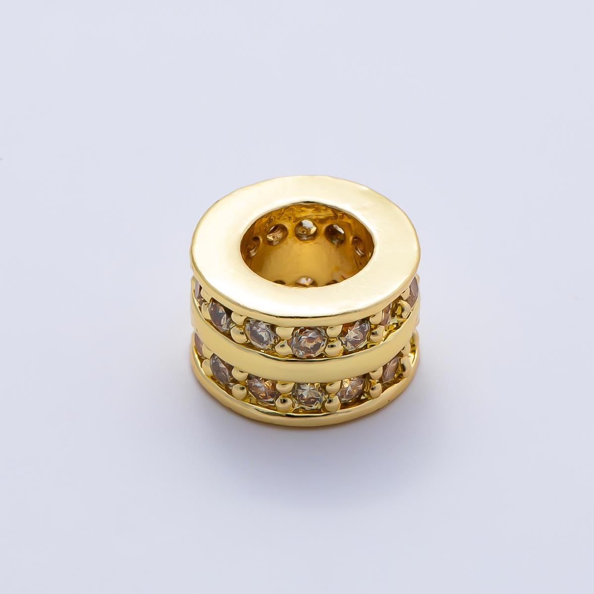 Gold Birthstone Spacer Beads CZ Rondelle Barrel Spacer 16k Gold Filled Bead, DIY Jewelry Making Supplies, Bracelet Necklace Charm Beads-411