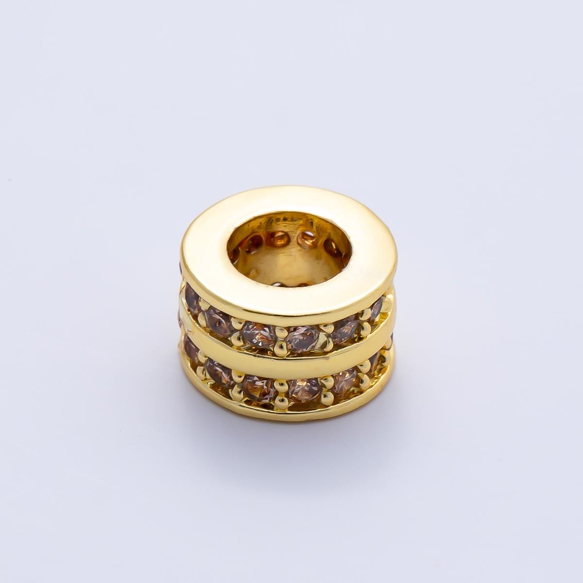 Gold Birthstone Spacer Beads CZ Rondelle Barrel Spacer 16k Gold Filled Bead, DIY Jewelry Making Supplies, Bracelet Necklace Charm Beads-411