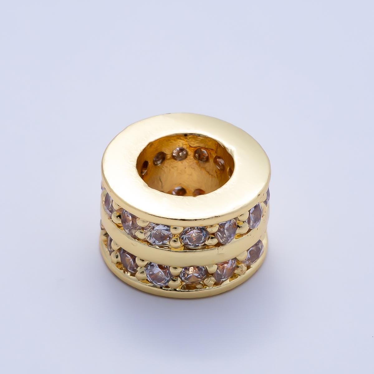 Gold Birthstone Spacer Beads CZ Rondelle Barrel Spacer 16k Gold Filled Bead, DIY Jewelry Making Supplies, Bracelet Necklace Charm Beads-411