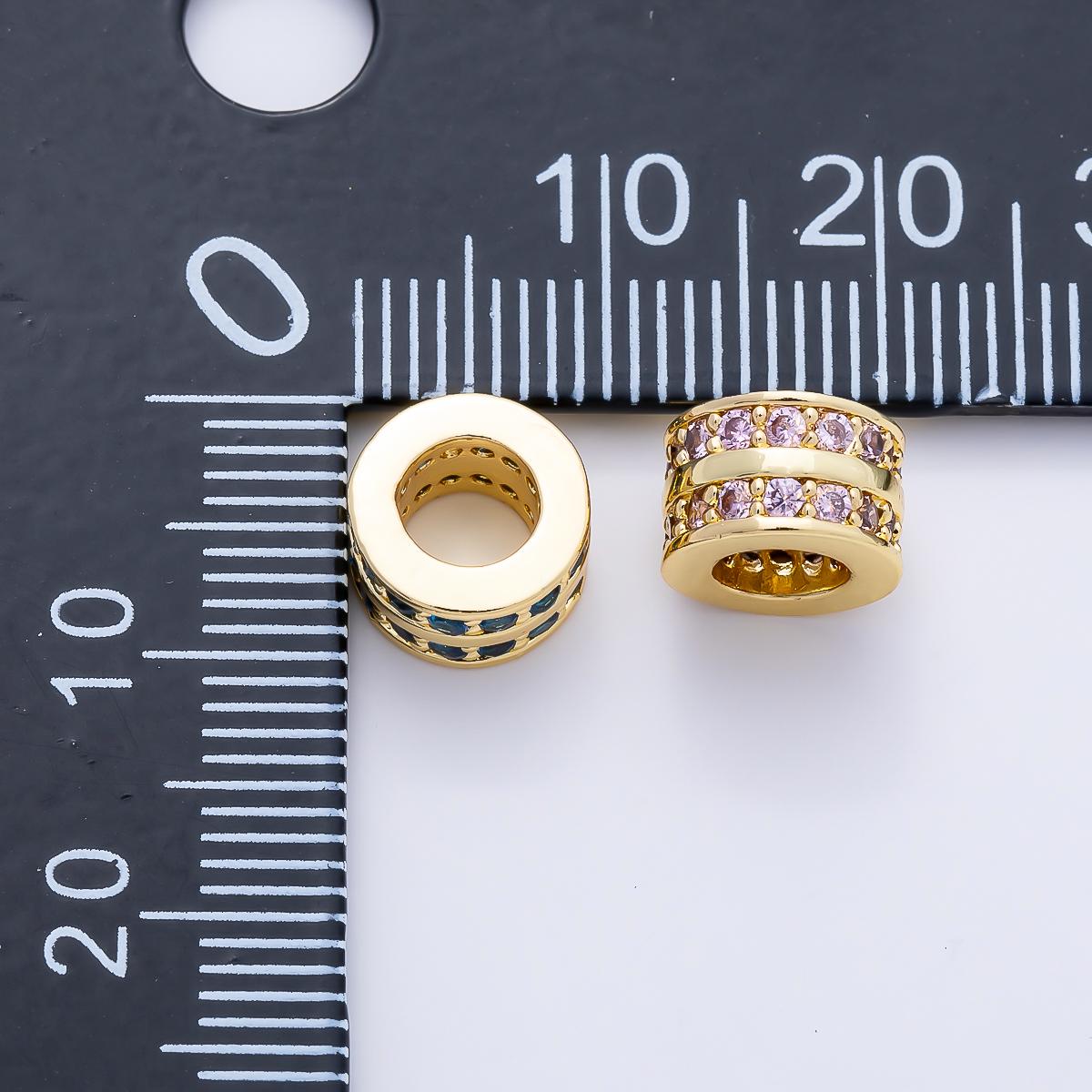 Gold Birthstone Spacer Beads CZ Rondelle Barrel Spacer 16k Gold Filled Bead, DIY Jewelry Making Supplies, Bracelet Necklace Charm Beads-411