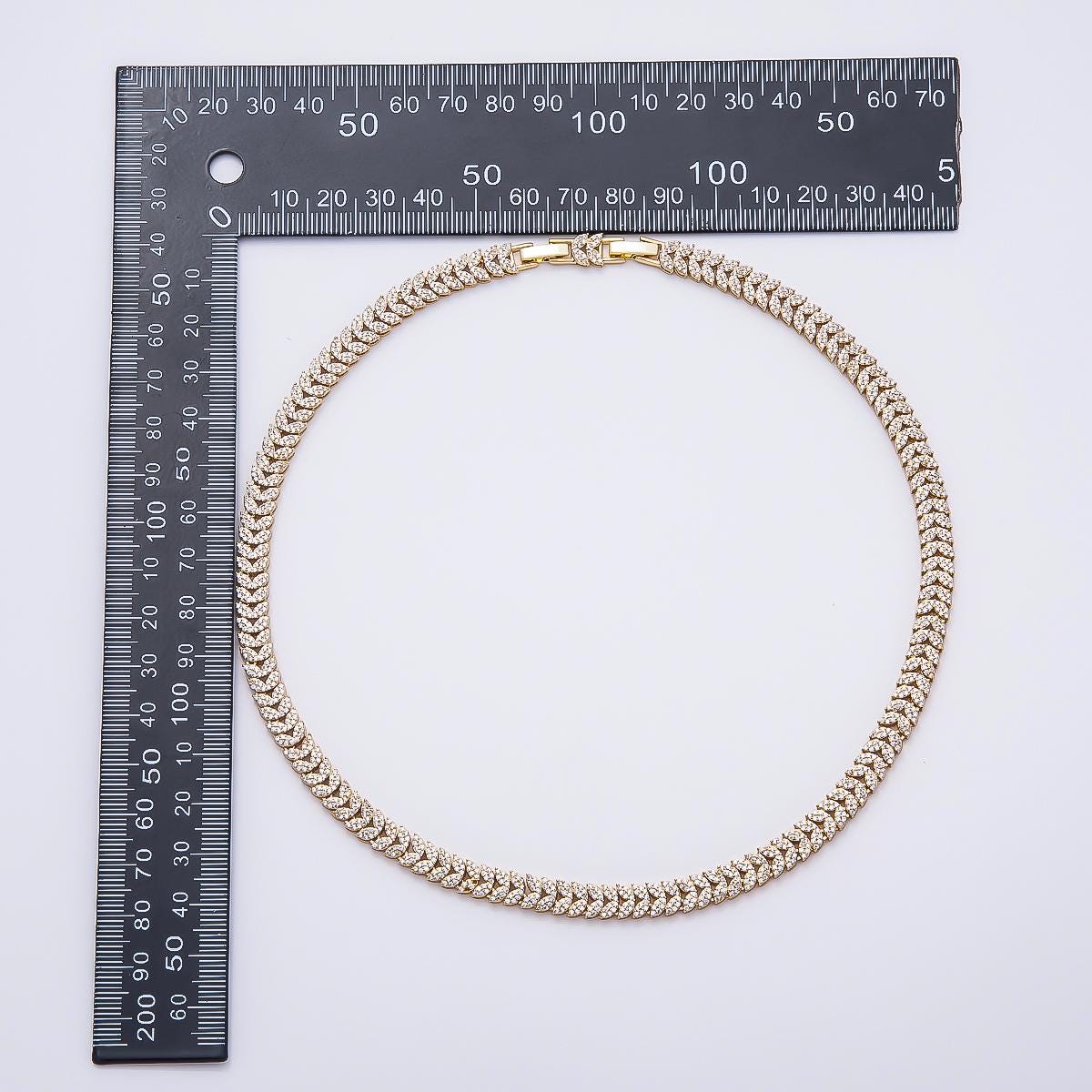 18k Gold Filled Marquise Pave Link Necklace Elegant Luxury Tennis Necklace 17 inch long WA-4758