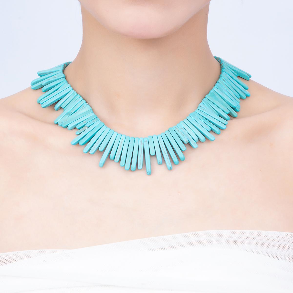 Turquoise Stick Collar Necklace for Statement Jewelry Bohemian Inspired Necklace WA-4757