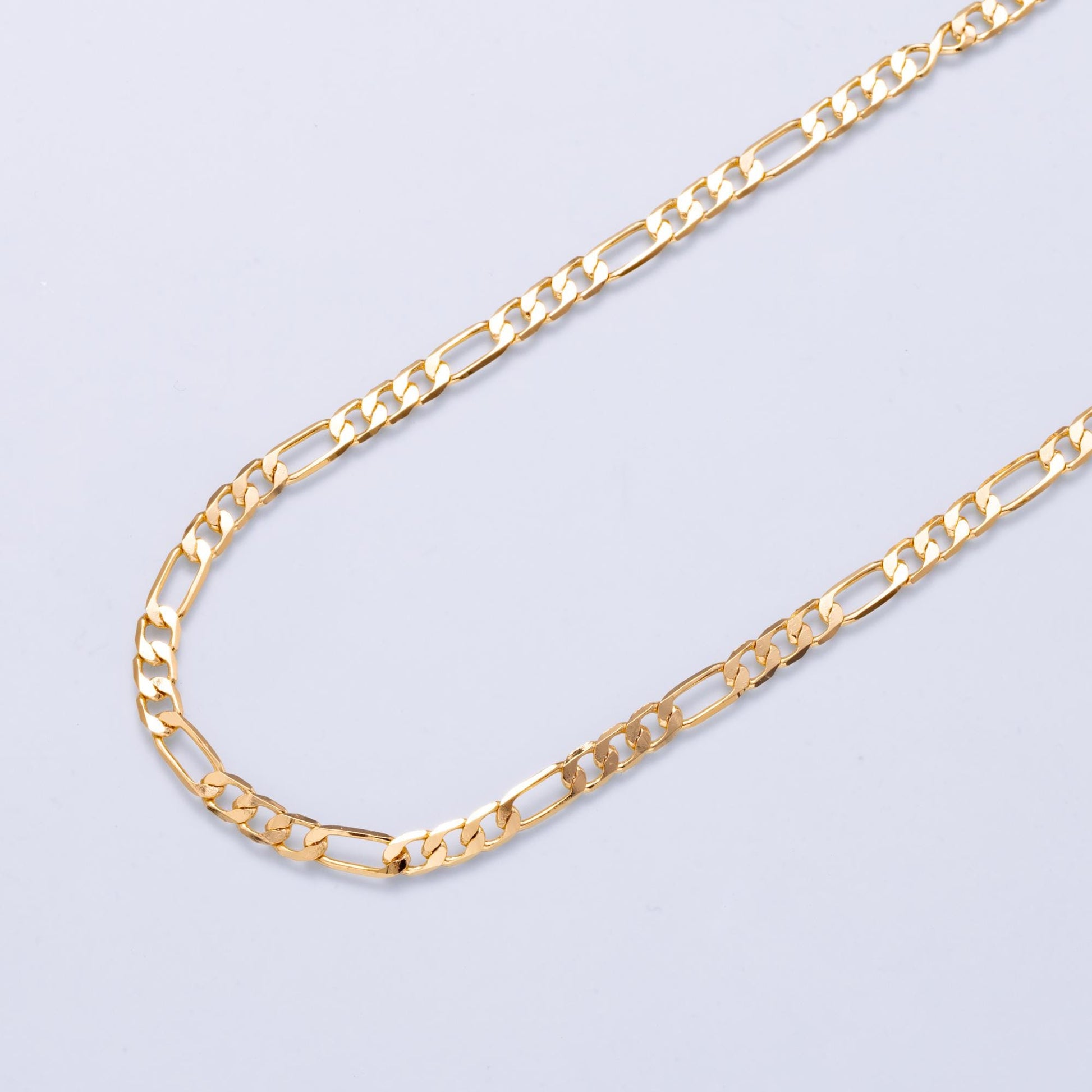 24k Gold Filled Figaro Unfinished Chain 4.5mm by Yard Wholesale Bulk DIY Supply for custom Necklace Bracelet Jewelry Making | ROLL-01870