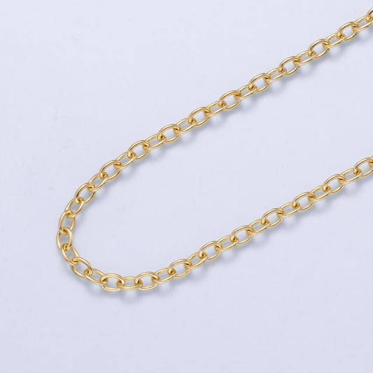 16k Gold Filled Rolo Unfinished Roll Chain by Yard Wholesale Bulk O Link DIY Supply for custom Necklace Bracelet Jewelry Making | ROLL-01881