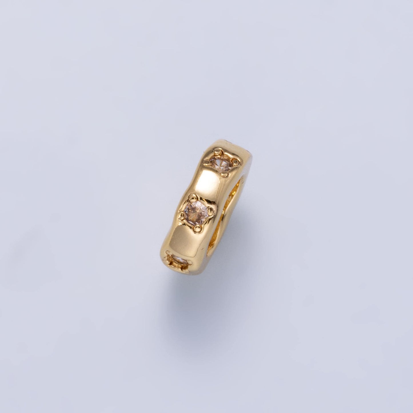 18k Gold Filled 11mm Rondelle Spacer Beads CZ Crystal Donut Charm Bead for Jewelry Making for Necklace Bracelet | BEADS-00412