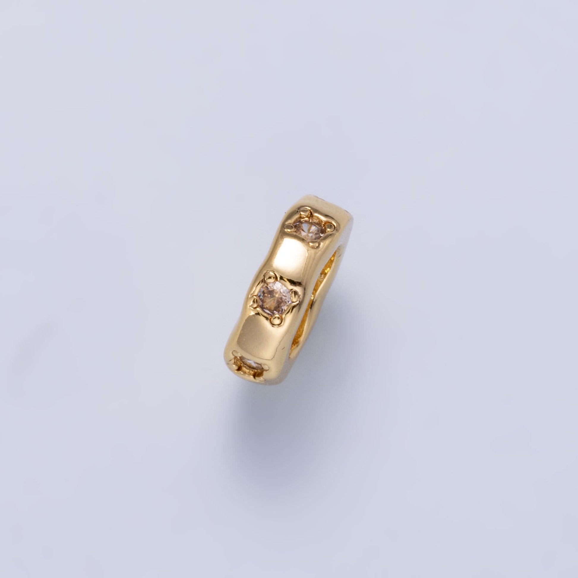 18k Gold Filled 11mm Rondelle Spacer Beads CZ Crystal Donut Charm Bead for Jewelry Making for Necklace Bracelet | BEADS-00412