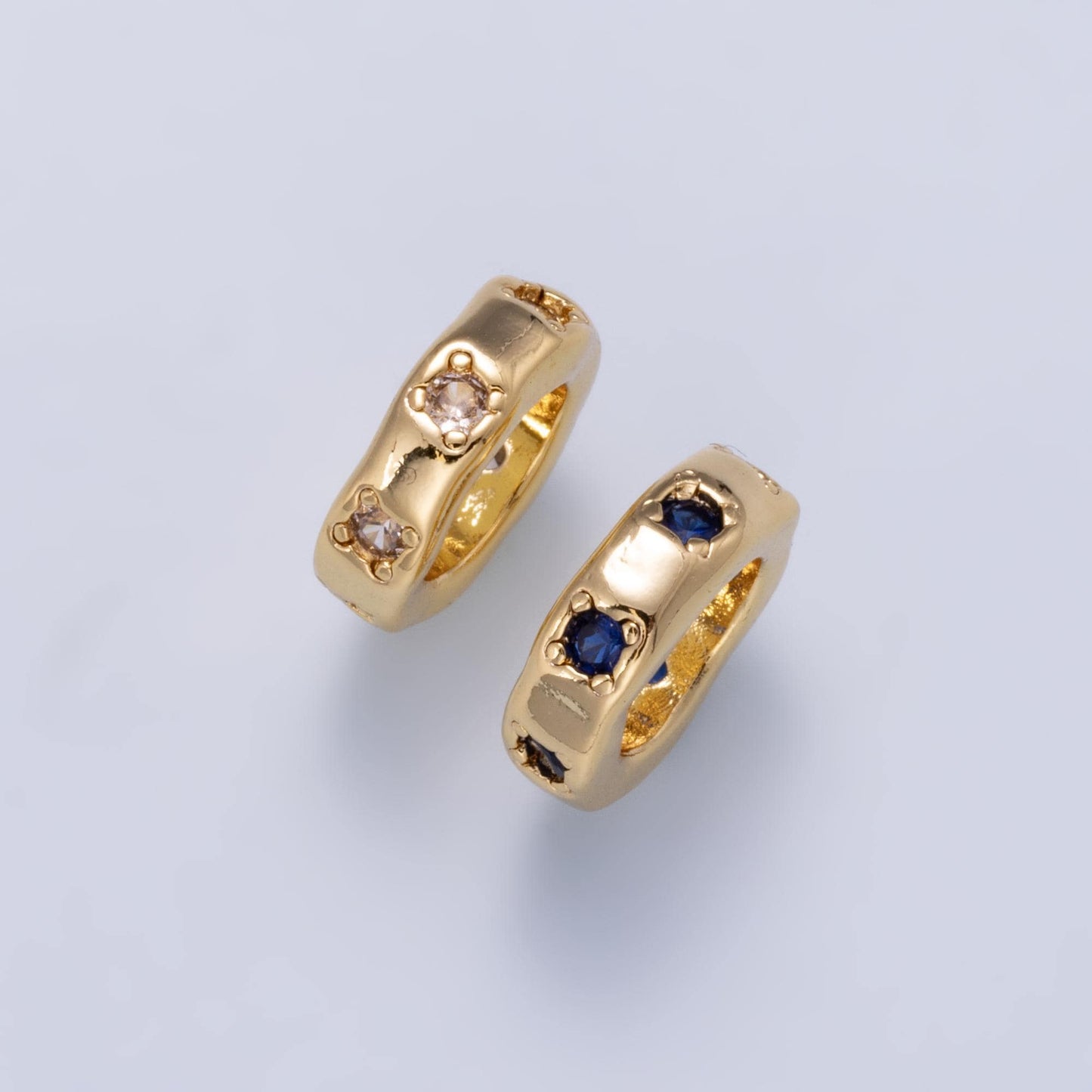 18k Gold Filled 11mm Rondelle Spacer Beads CZ Crystal Donut Charm Bead for Jewelry Making for Necklace Bracelet | BEADS-00412