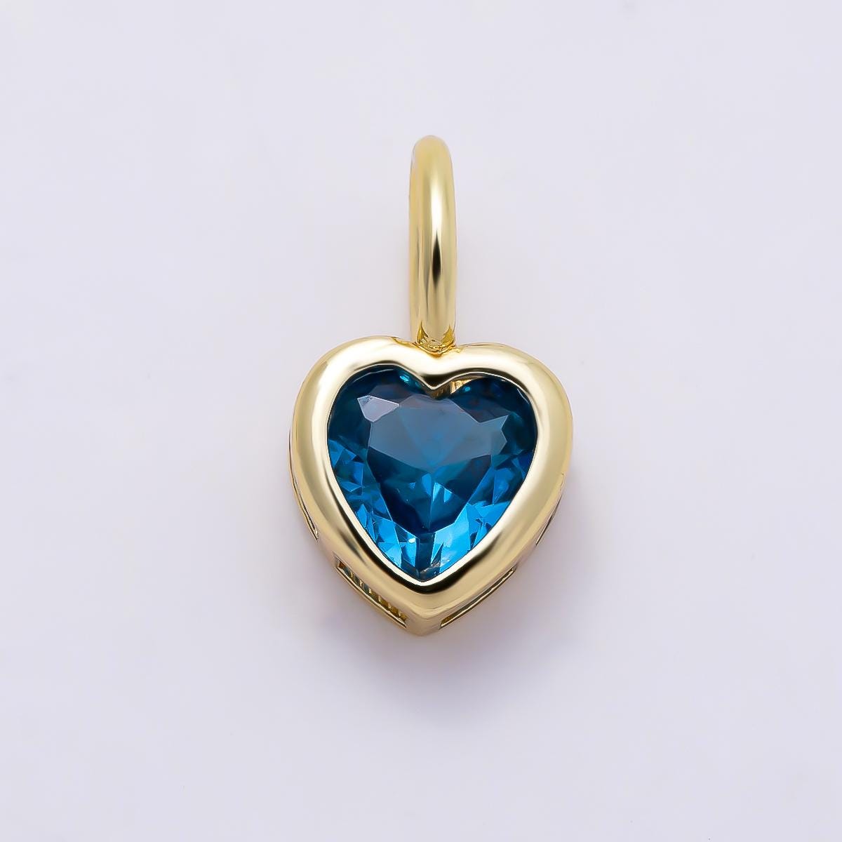 16k Gold Filled 8mm Birthstone Heart Charm Cubic Zirconia Charms Personalized custom Jewelry Making Necklace Pendant | Charms-1287