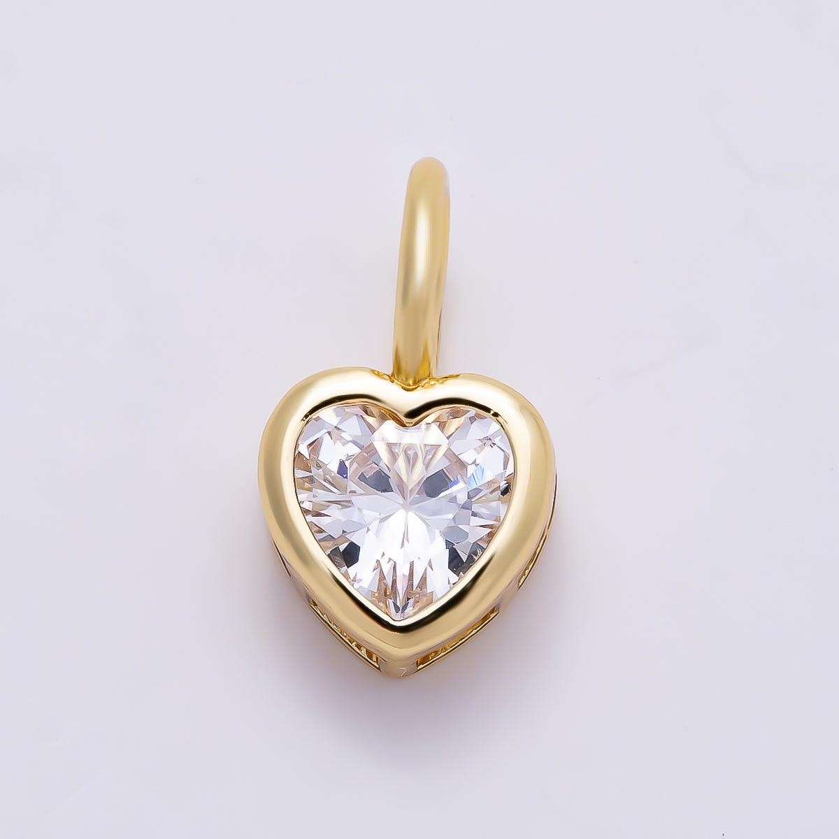 16k Gold Filled 8mm Birthstone Heart Charm Cubic Zirconia Charms Personalized custom Jewelry Making Necklace Pendant | Charms-1287