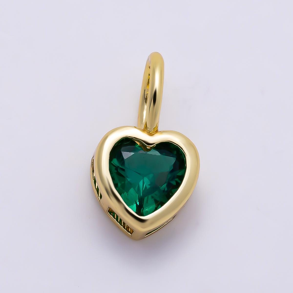 16k Gold Filled 8mm Birthstone Heart Charm Cubic Zirconia Charms Personalized custom Jewelry Making Necklace Pendant | Charms-1287