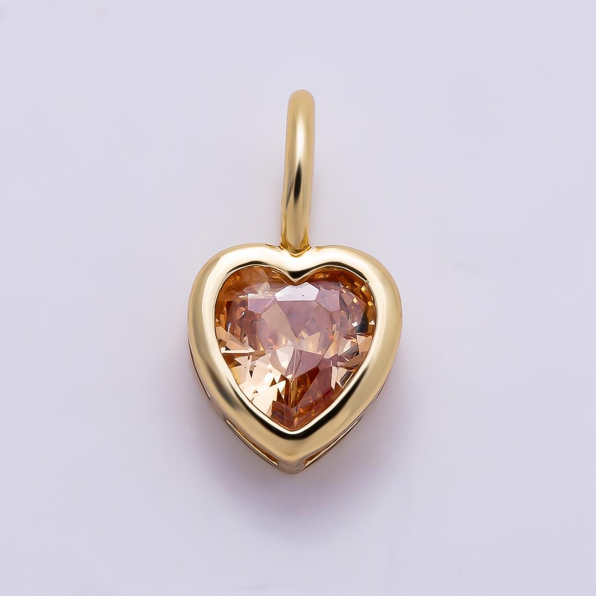 16k Gold Filled 8mm Birthstone Heart Charm Cubic Zirconia Charms Personalized custom Jewelry Making Necklace Pendant | Charms-1287