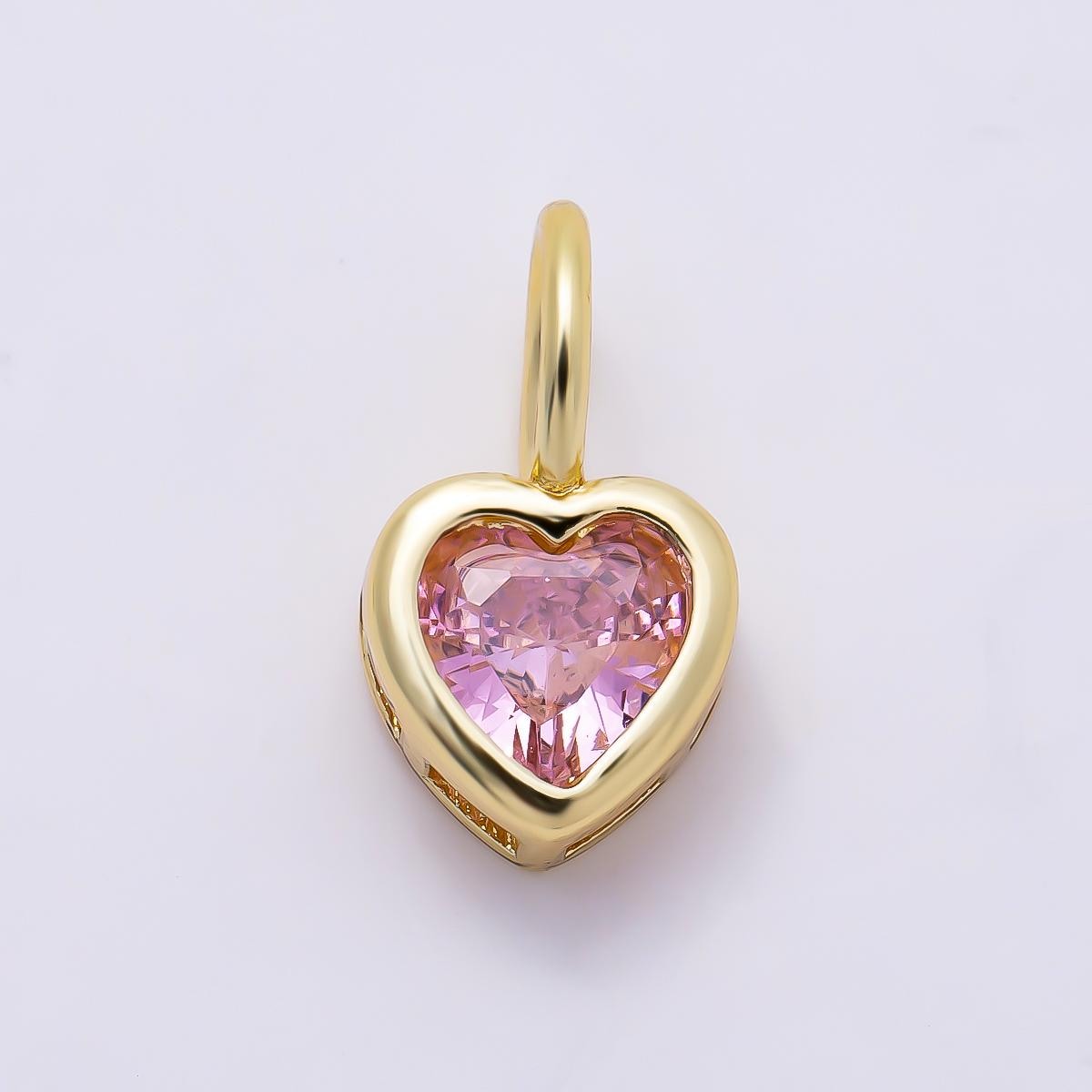 16k Gold Filled 8mm Birthstone Heart Charm Cubic Zirconia Charms Personalized custom Jewelry Making Necklace Pendant | Charms-1287