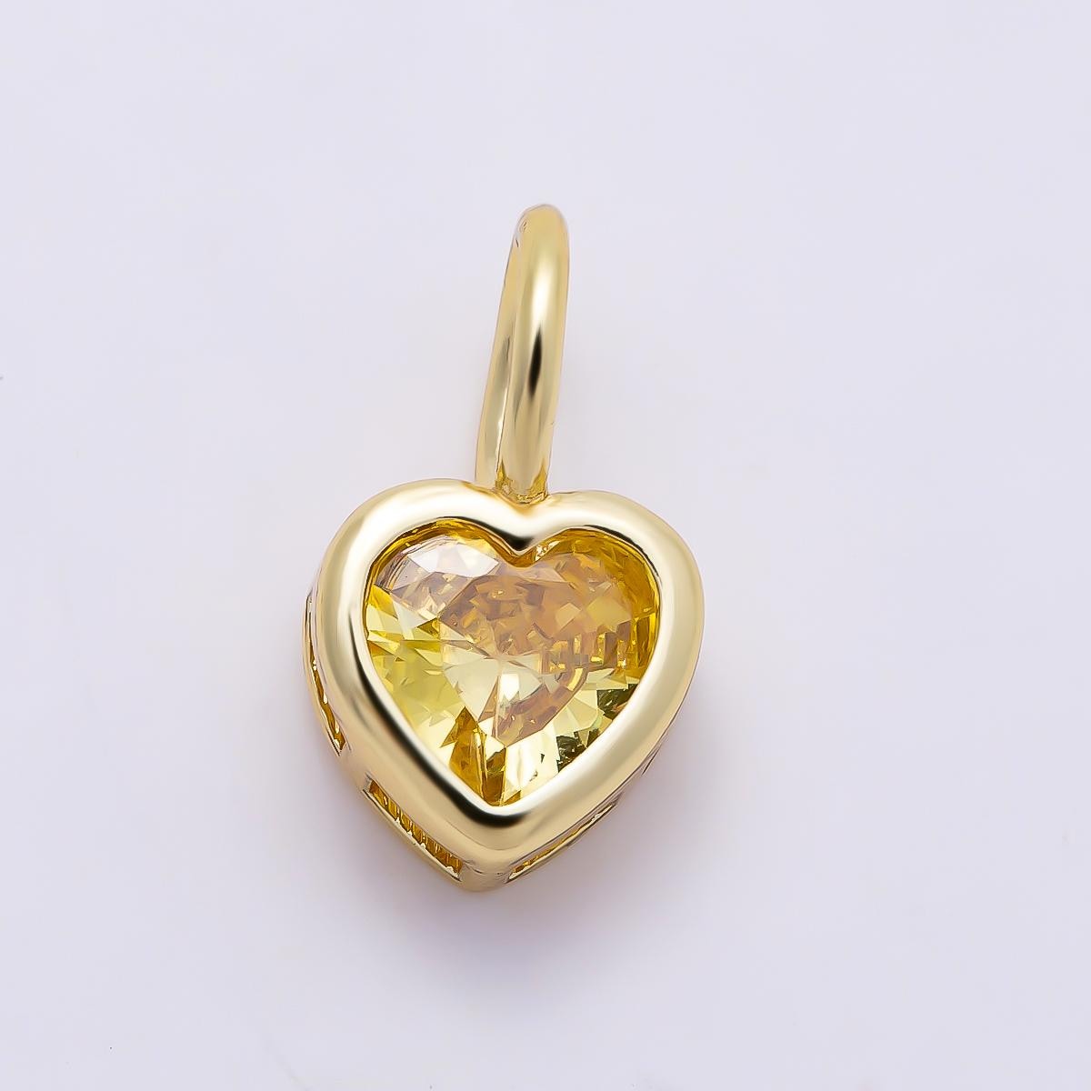 16k Gold Filled 8mm Birthstone Heart Charm Cubic Zirconia Charms Personalized custom Jewelry Making Necklace Pendant | Charms-1287