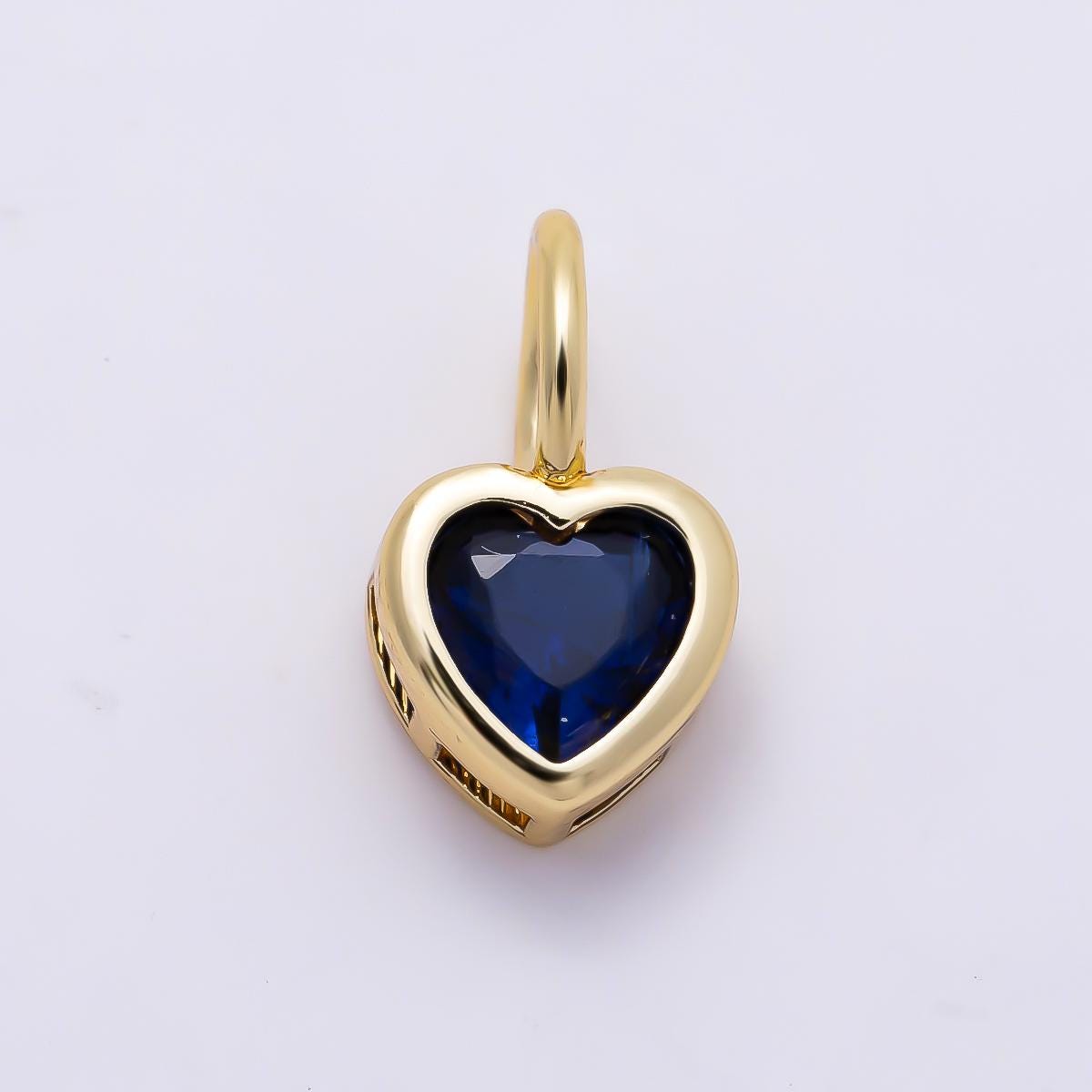 16k Gold Filled 8mm Birthstone Heart Charm Cubic Zirconia Charms Personalized custom Jewelry Making Necklace Pendant | Charms-1287