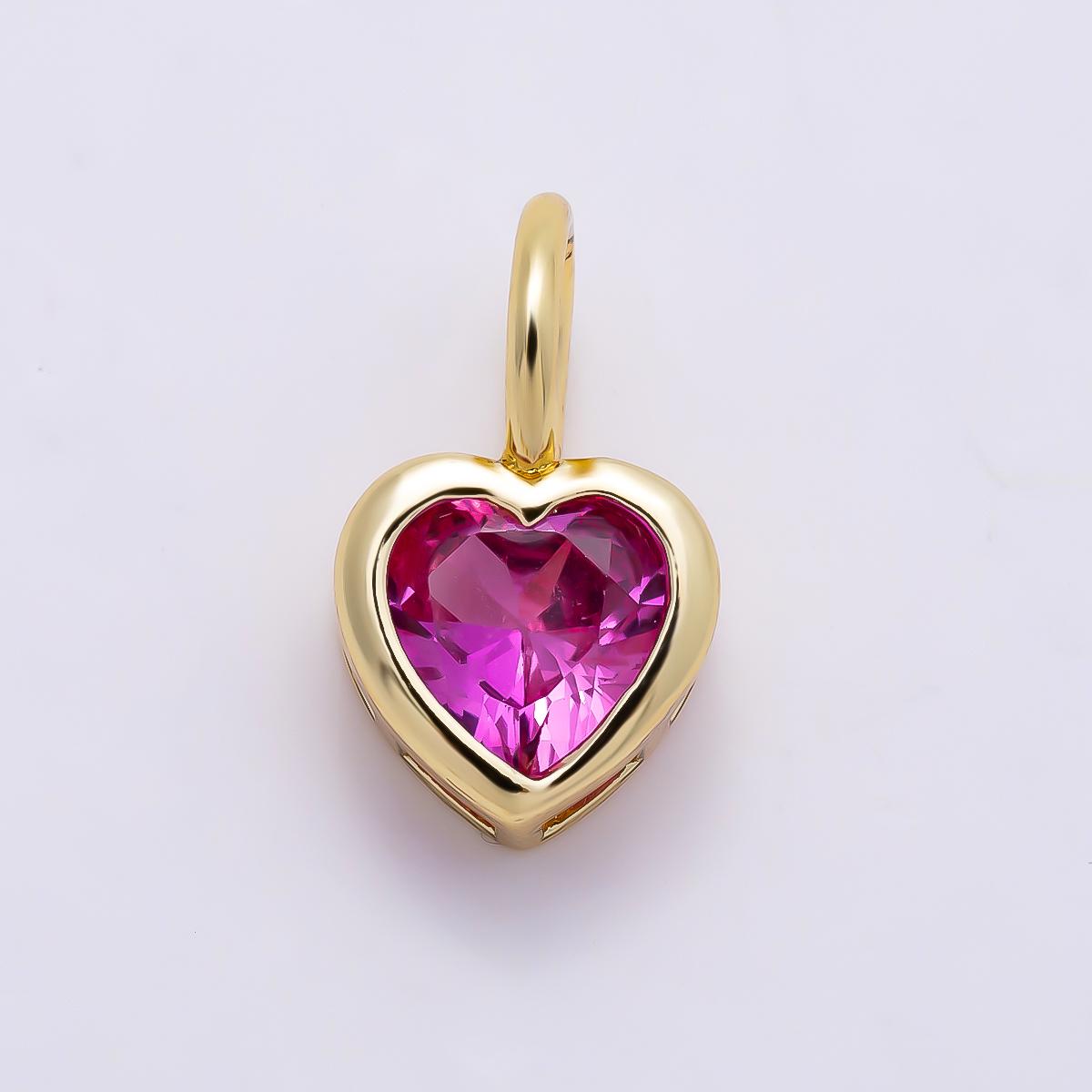 16k Gold Filled 8mm Birthstone Heart Charm Cubic Zirconia Charms Personalized custom Jewelry Making Necklace Pendant | Charms-1287