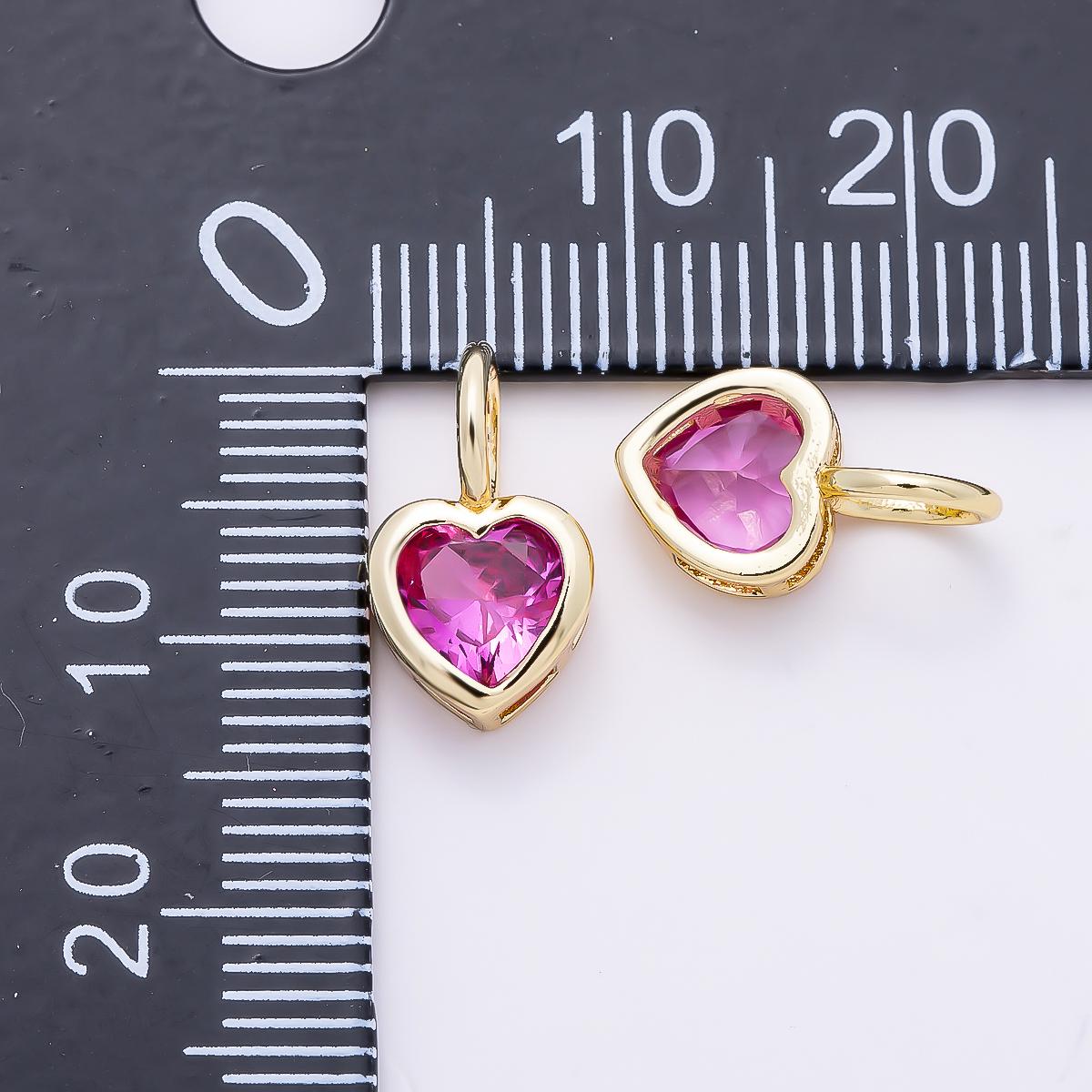 16k Gold Filled 8mm Birthstone Heart Charm Cubic Zirconia Charms Personalized custom Jewelry Making Necklace Pendant | Charms-1287