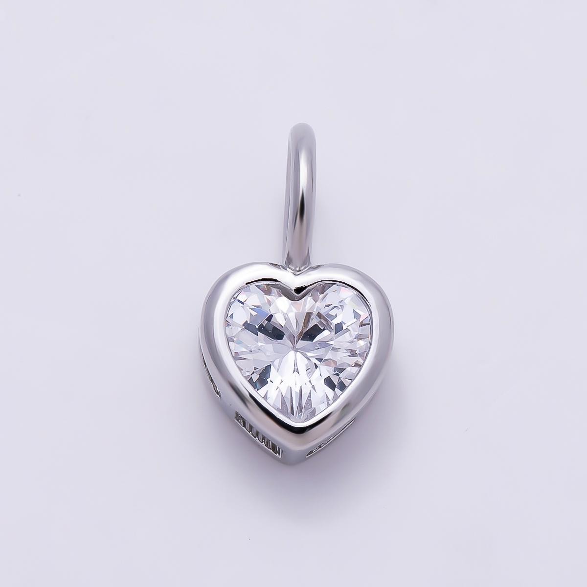 Silver 8mm Birthstone Heart Charm Cubic Zirconia Charms Personalized custom Jewelry Making Necklace Pendant | Charms-1299