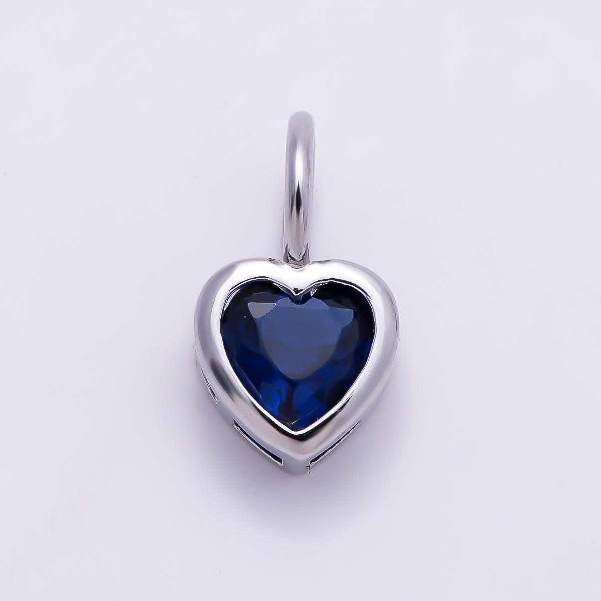 Silver 8mm Birthstone Heart Charm Cubic Zirconia Charms Personalized custom Jewelry Making Necklace Pendant | Charms-1299