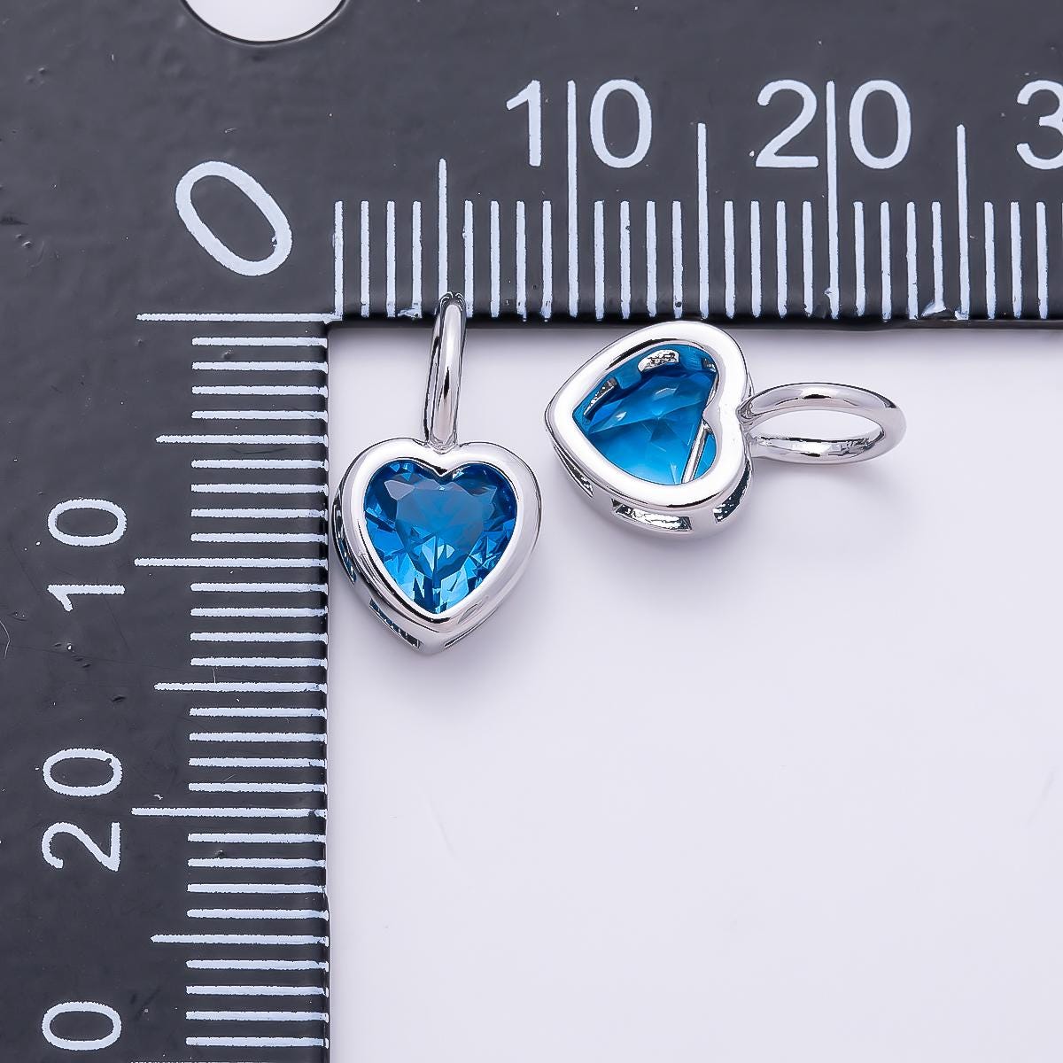 Silver 8mm Birthstone Heart Charm Cubic Zirconia Charms Personalized custom Jewelry Making Necklace Pendant | Charms-1299