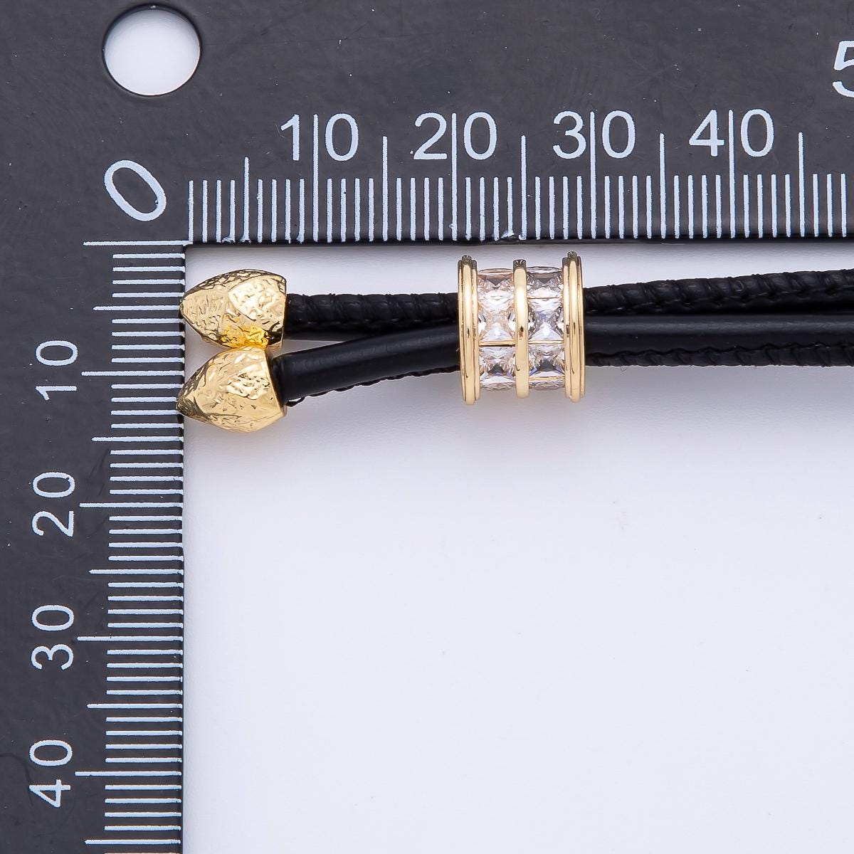 18K Gold Filled 3.3mm Brown, Red Faux Leather Baguette CZ Slide Bolo Chain 24in Necklace Adjustable Slider Cord Bohemian Jewelry | WA-01211