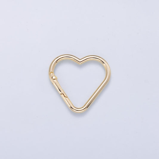 24K Gold Filled Heart Carabiner Clasp Big Carabiner Lock Connector Spring Push Gate for DIY Jewelry Clasp Necklace Keychain Findings-412
