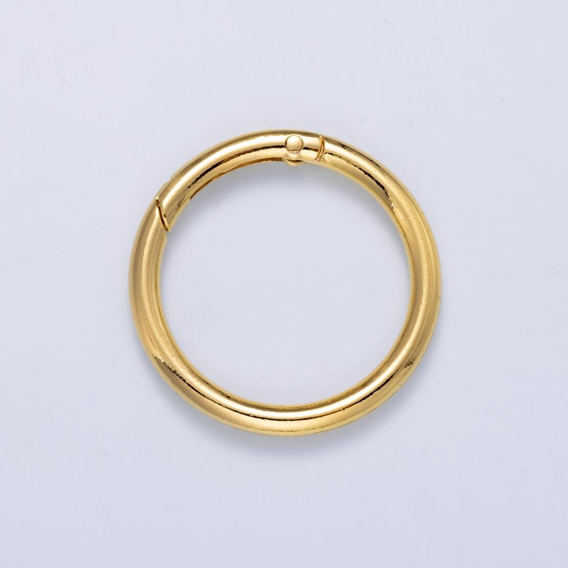24K Gold Filled Round Carabiner Clasp Big Lock Connector Spring Push Gate for DIY Jewelry Clasp Necklace Keychain Charm Findings-414
