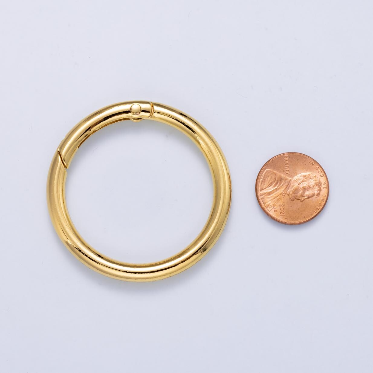24K Gold Filled Round Carabiner Clasp Big Lock Connector Spring Push Gate for DIY Jewelry Clasp Necklace Keychain Charm Findings-414
