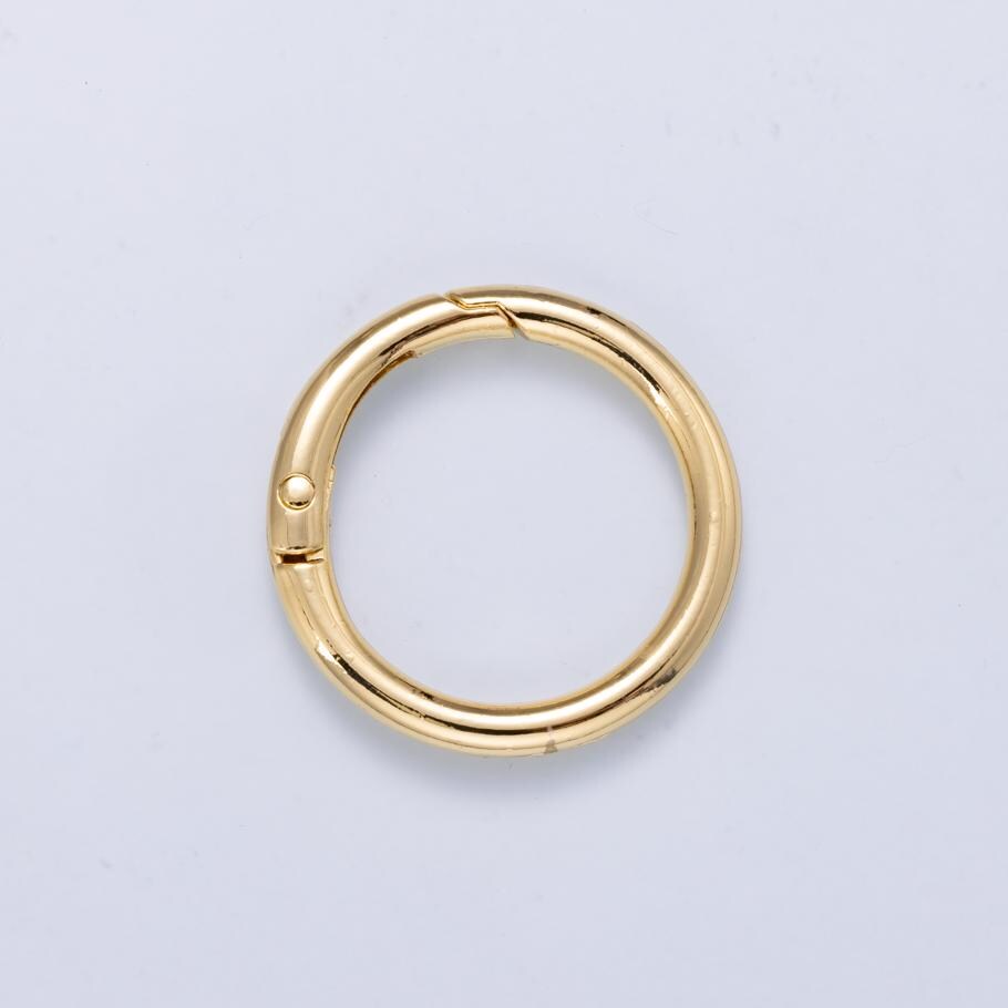 24K Gold Filled Round Carabiner Clasp Big Lock Connector Spring Push Gate for DIY Jewelry Clasp Necklace Keychain Charm Findings-414