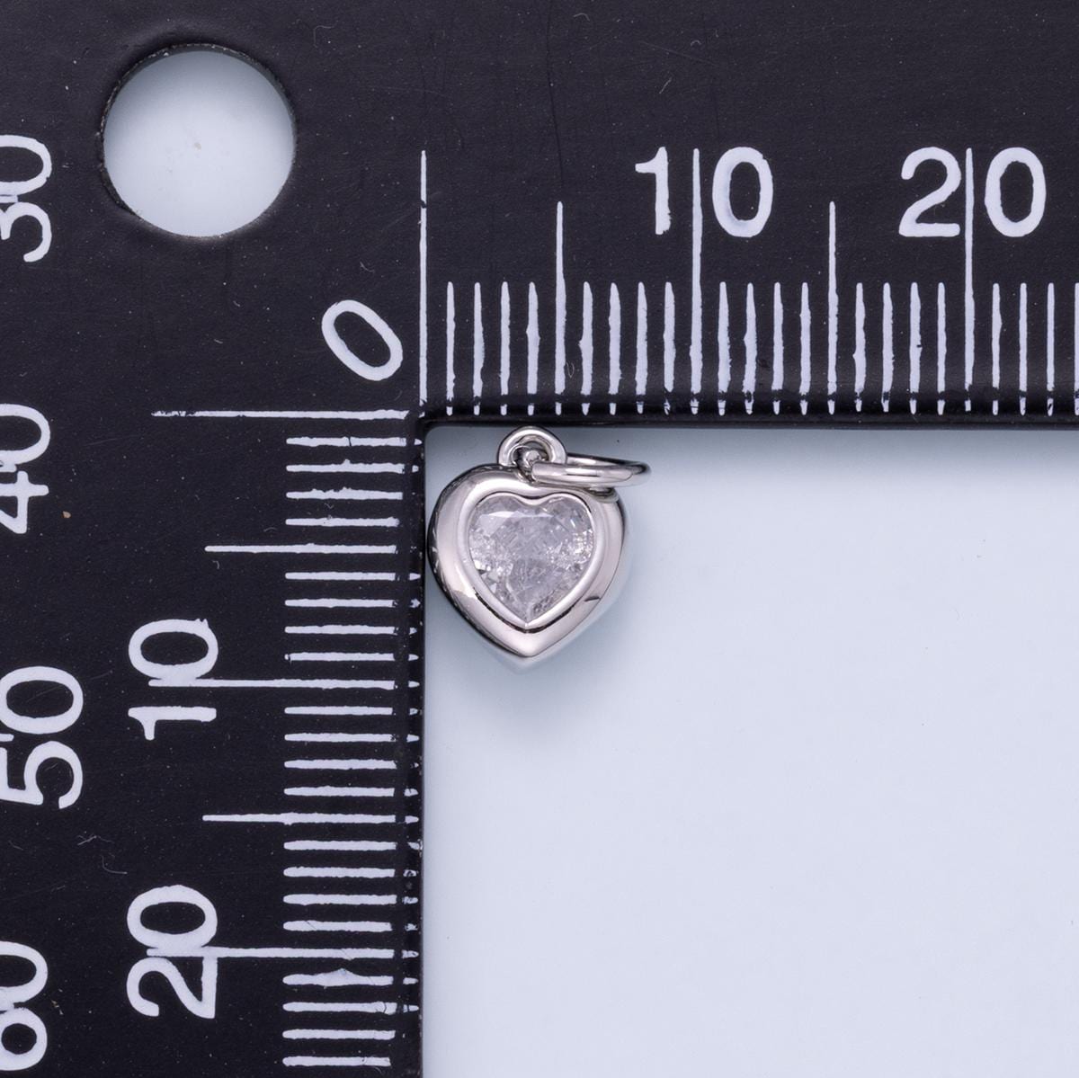 24K Gold Filled 9mm Clear CZ Heart Bezel Charm in Gold & Silver | Charms-01265