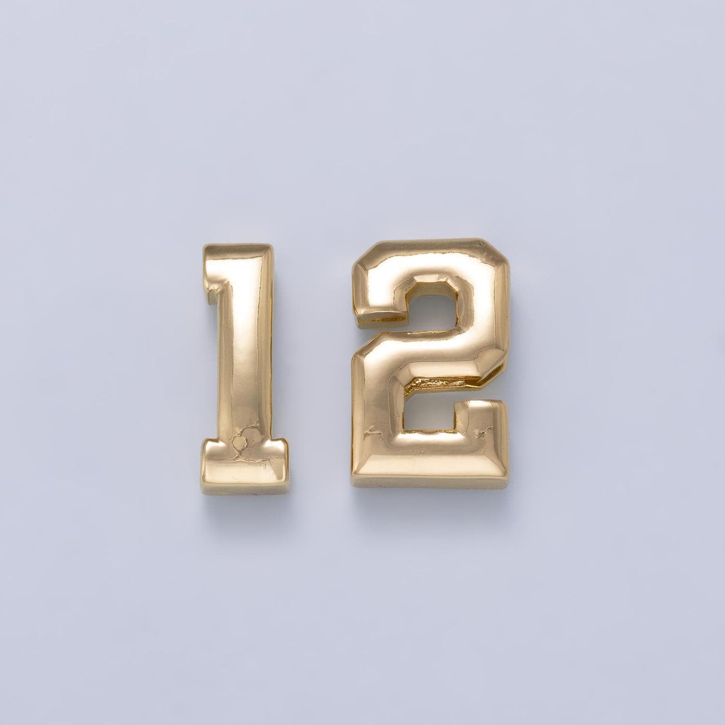24k Gold Filled Varsity Number Beads charm Sport Number Spacer 3D Gold digit number 1 2 bubble Cord Bracelet Supply