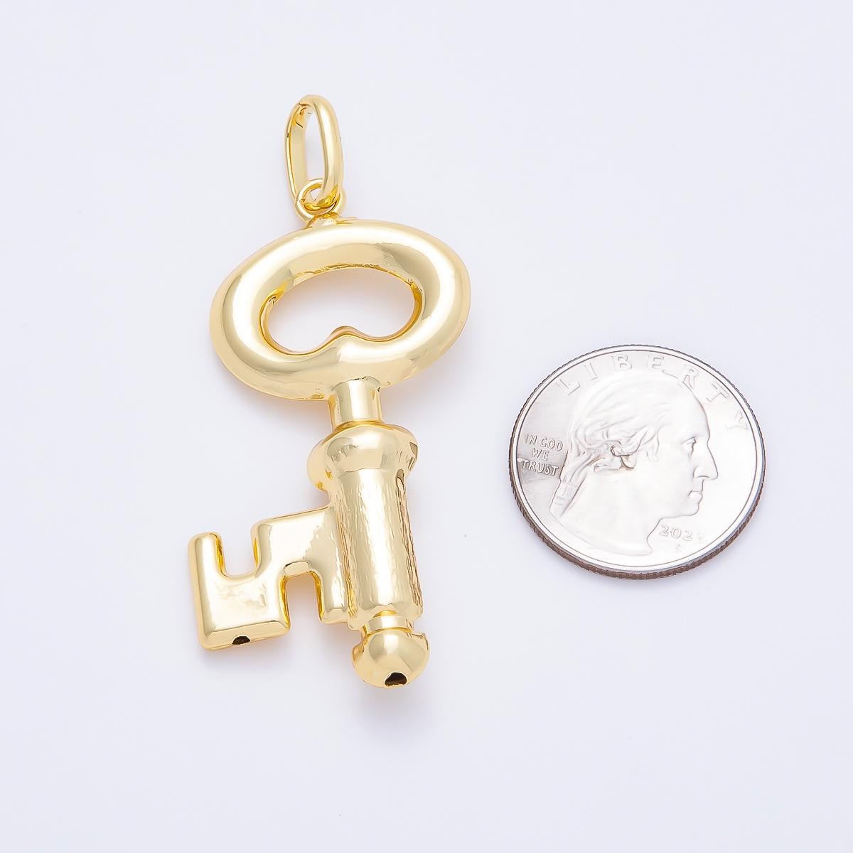 16K Gold Filled 55mm Minimalist Key Lock Pendant Vintage Style Skeleton Style Charm DIY Jewelry Making Supply custom Necklace | Charms-01198