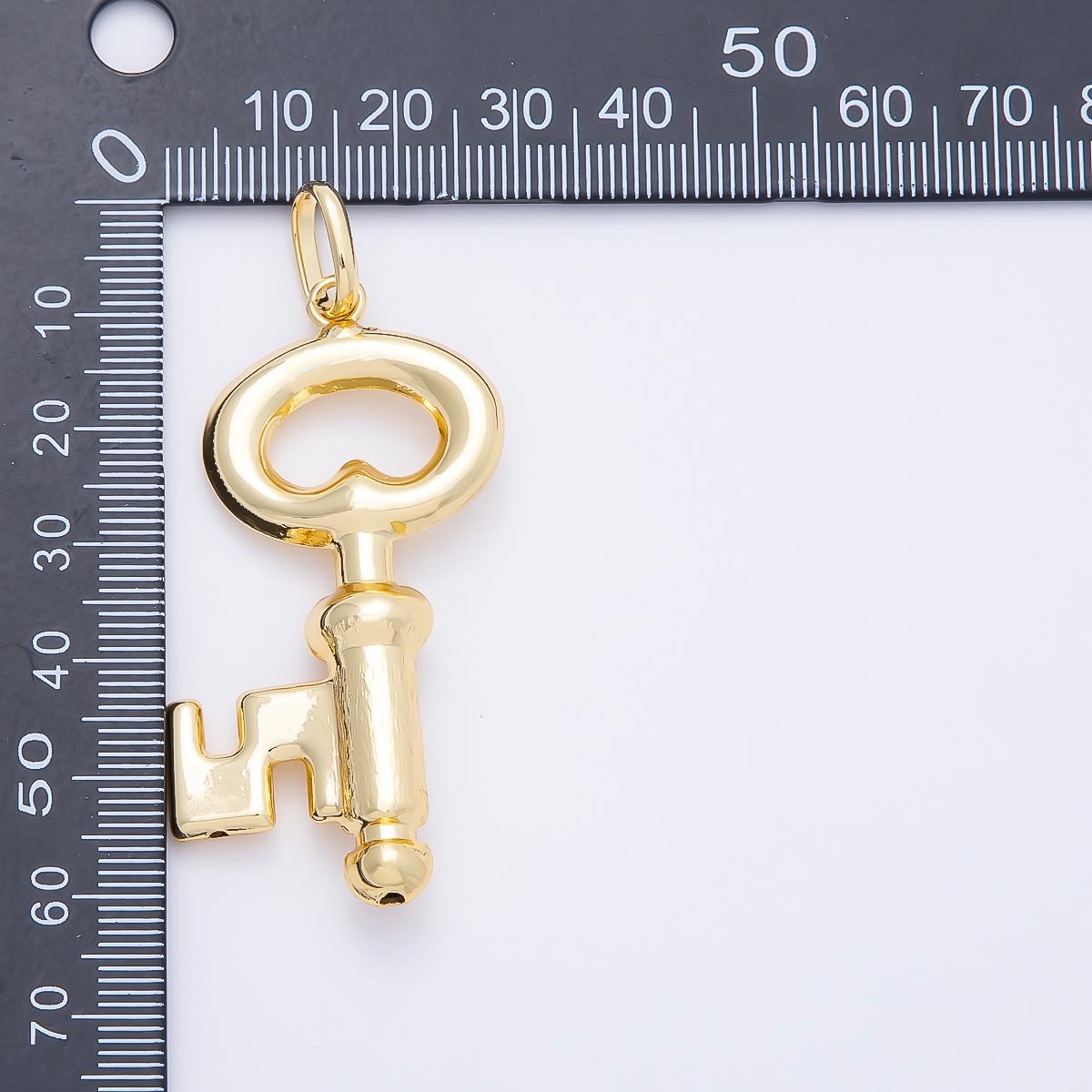 16K Gold Filled 55mm Minimalist Key Lock Pendant Vintage Style Skeleton Style Charm DIY Jewelry Making Supply custom Necklace | Charms-01198