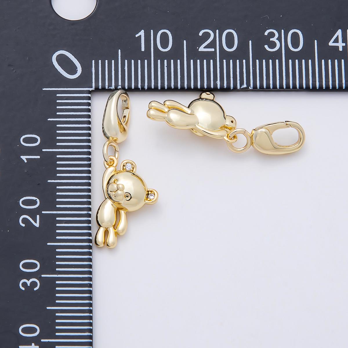 16K Gold Filled 14mm CZ Teddy Bear Minimalist 3D Multidimensional Charm Puffed Toy Dangle for DIY Necklace Bracelet Jewelry | Charms-01170