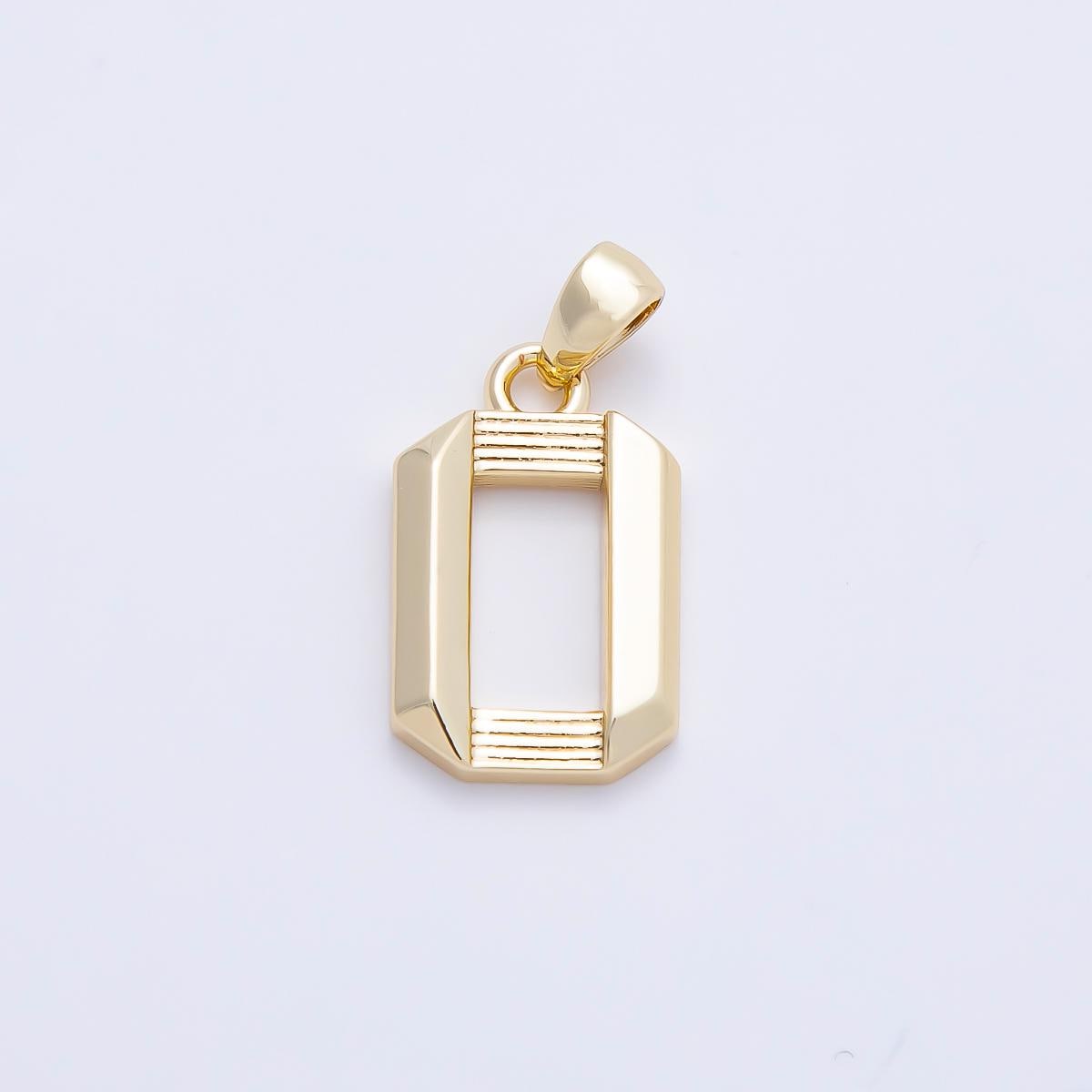 16K Gold Filled 15mm Ribbed Edged Geometric Number Numerology Charm Digit Block Pendant for DIY Necklace Jewelry Supplies | Charms-01207