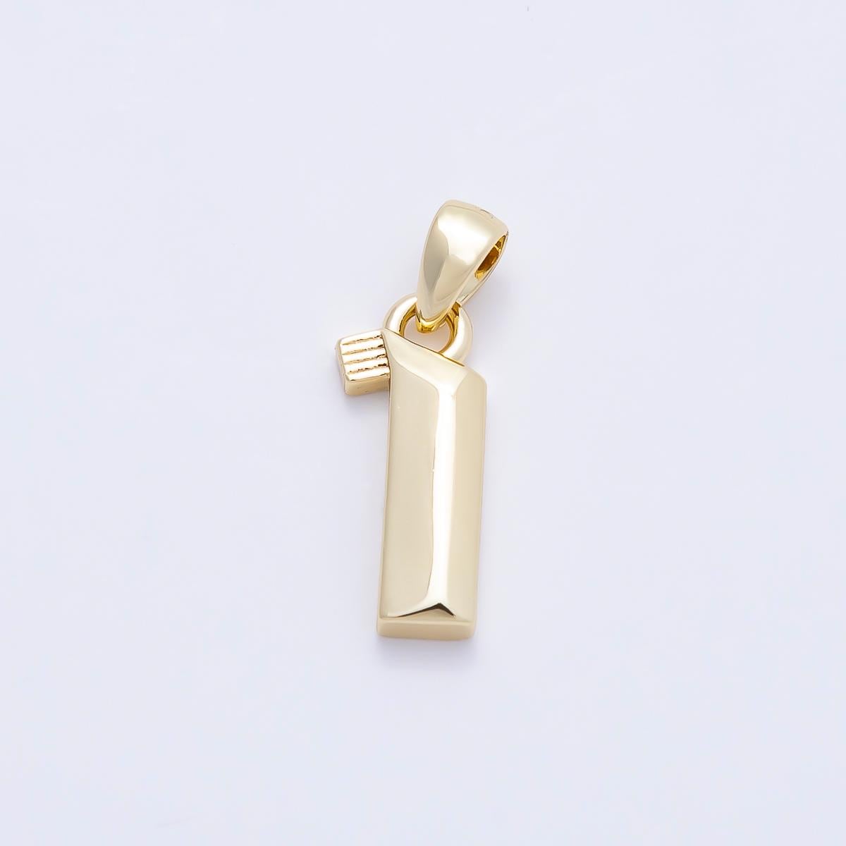 16K Gold Filled 15mm Ribbed Edged Geometric Number Numerology Charm Digit Block Pendant for DIY Necklace Jewelry Supplies | Charms-01207