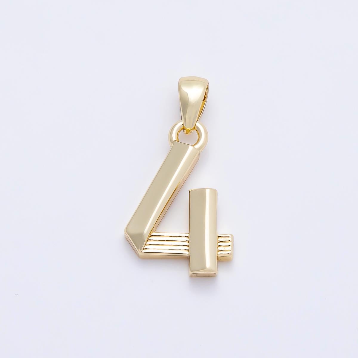 16K Gold Filled 15mm Ribbed Edged Geometric Number Numerology Charm Digit Block Pendant for DIY Necklace Jewelry Supplies | Charms-01207
