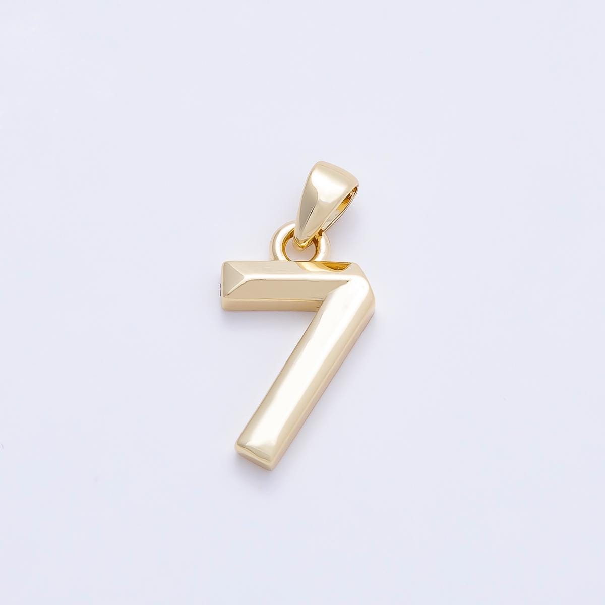 16K Gold Filled 15mm Ribbed Edged Geometric Number Numerology Charm Digit Block Pendant for DIY Necklace Jewelry Supplies | Charms-01207