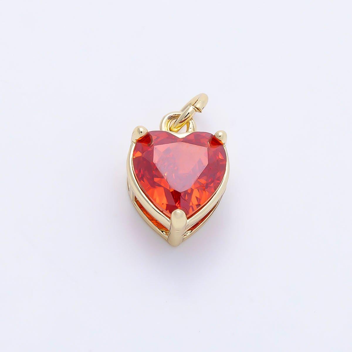 16K Gold Filled 12mm Birthstone CZ Heart Charm Gemstone Drop for DIY Necklace Jewelry Supplies for Birthday Gift Necklace | Charms-01184