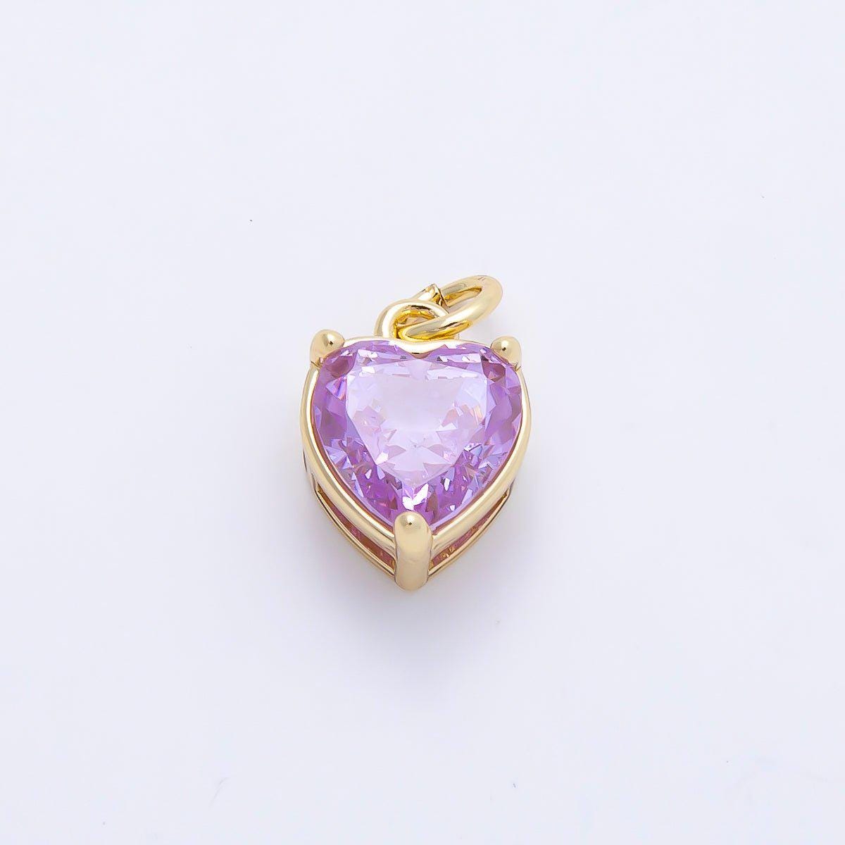 16K Gold Filled 12mm Birthstone CZ Heart Charm Gemstone Drop for DIY Necklace Jewelry Supplies for Birthday Gift Necklace | Charms-01184