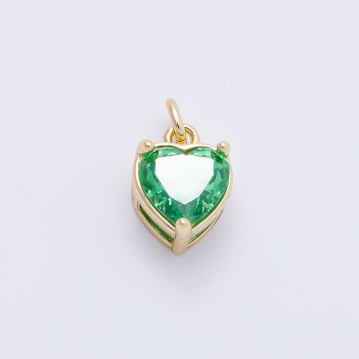 16K Gold Filled 12mm Birthstone CZ Heart Charm Gemstone Drop for DIY Necklace Jewelry Supplies for Birthday Gift Necklace | Charms-01184