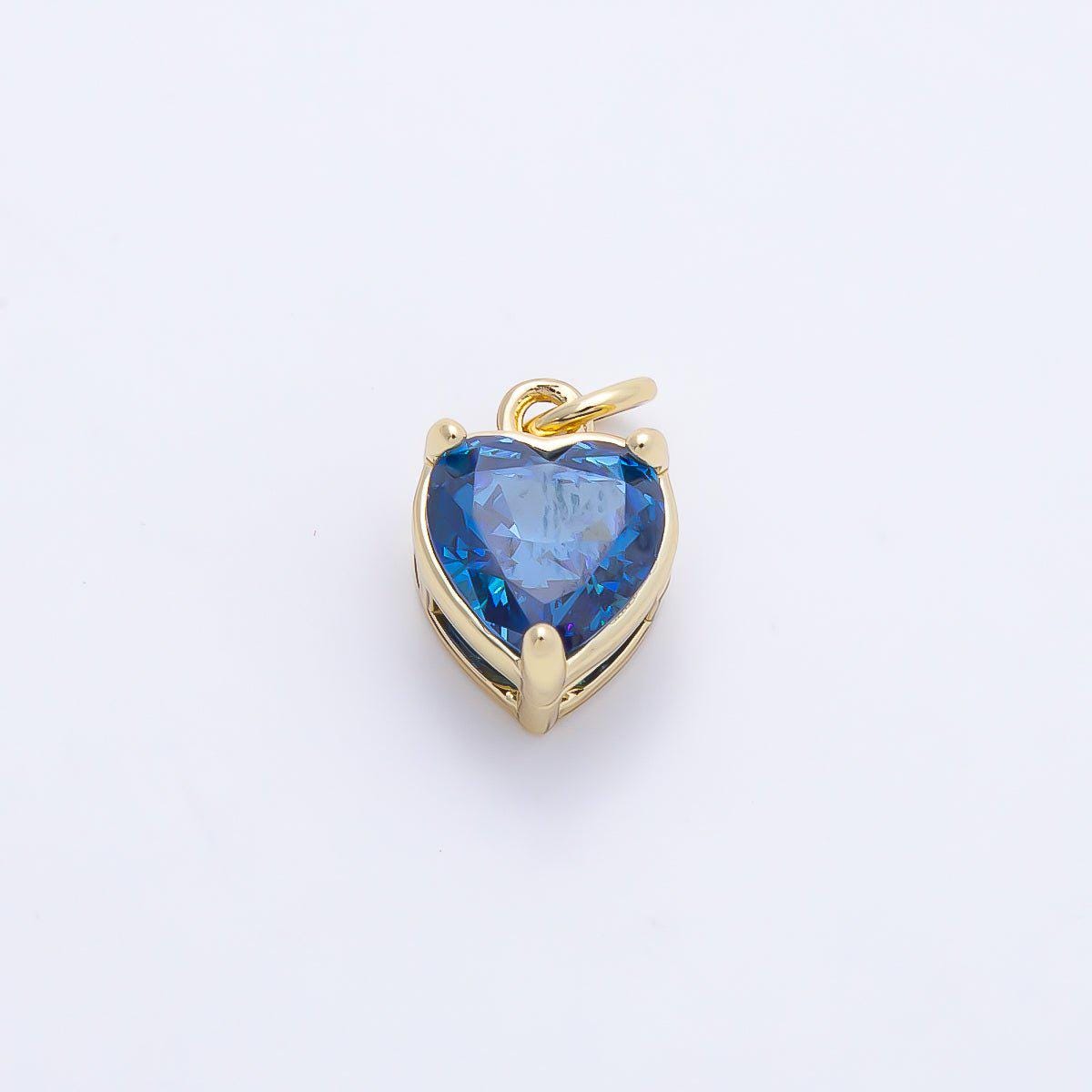 16K Gold Filled 12mm Birthstone CZ Heart Charm Gemstone Drop for DIY Necklace Bracelet Jewelry Supplies for Birthday Gift | Charms-01184