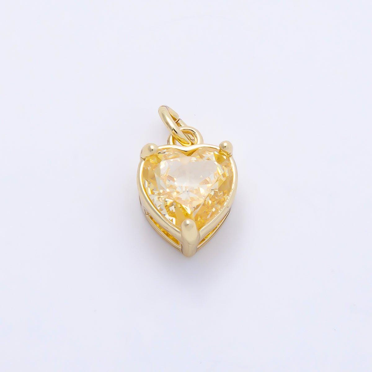 16K Gold Filled 12mm Birthstone CZ Heart Charm Gemstone Drop for DIY Necklace Bracelet Jewelry Supplies for Birthday Gift | Charms-01184