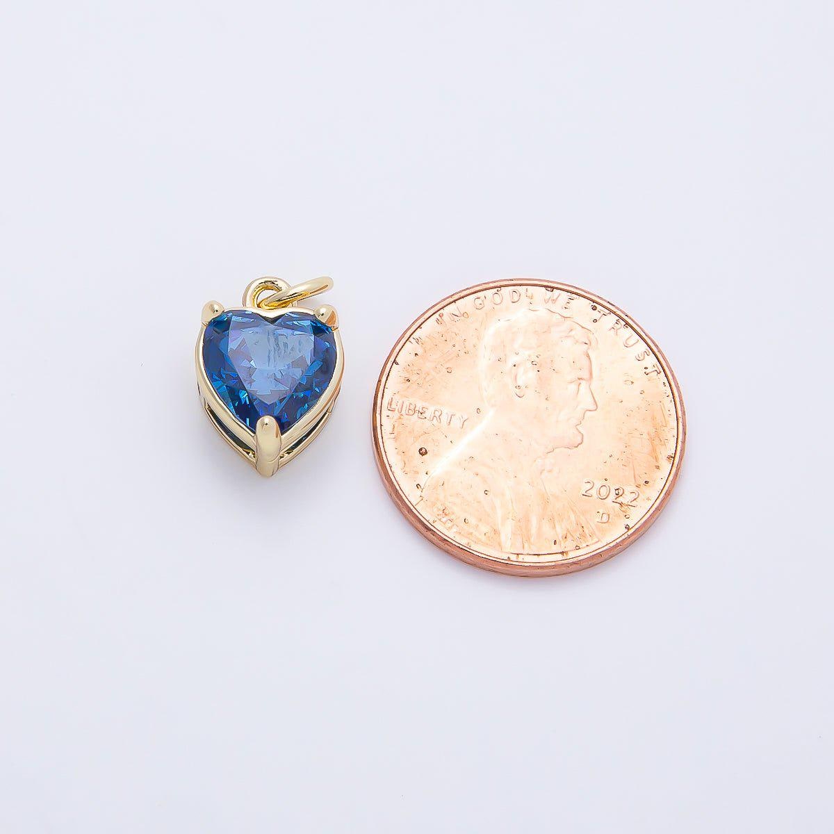 16K Gold Filled 12mm Birthstone CZ Heart Charm Gemstone Drop for DIY Necklace Bracelet Jewelry Supplies for Birthday Gift | Charms-01184