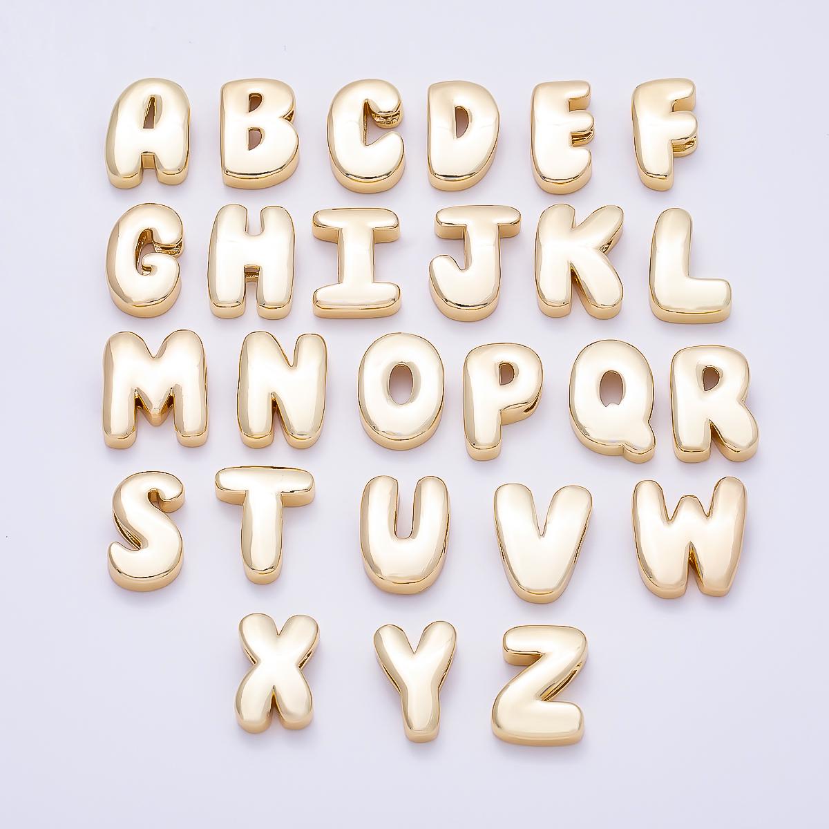 16K Gold Filled 20mm Minimalist Chubby Initial Letter A-Z Alphabet Personalized Bead Dainty Monogram Necklace Supply Jewelry | Beads-00414