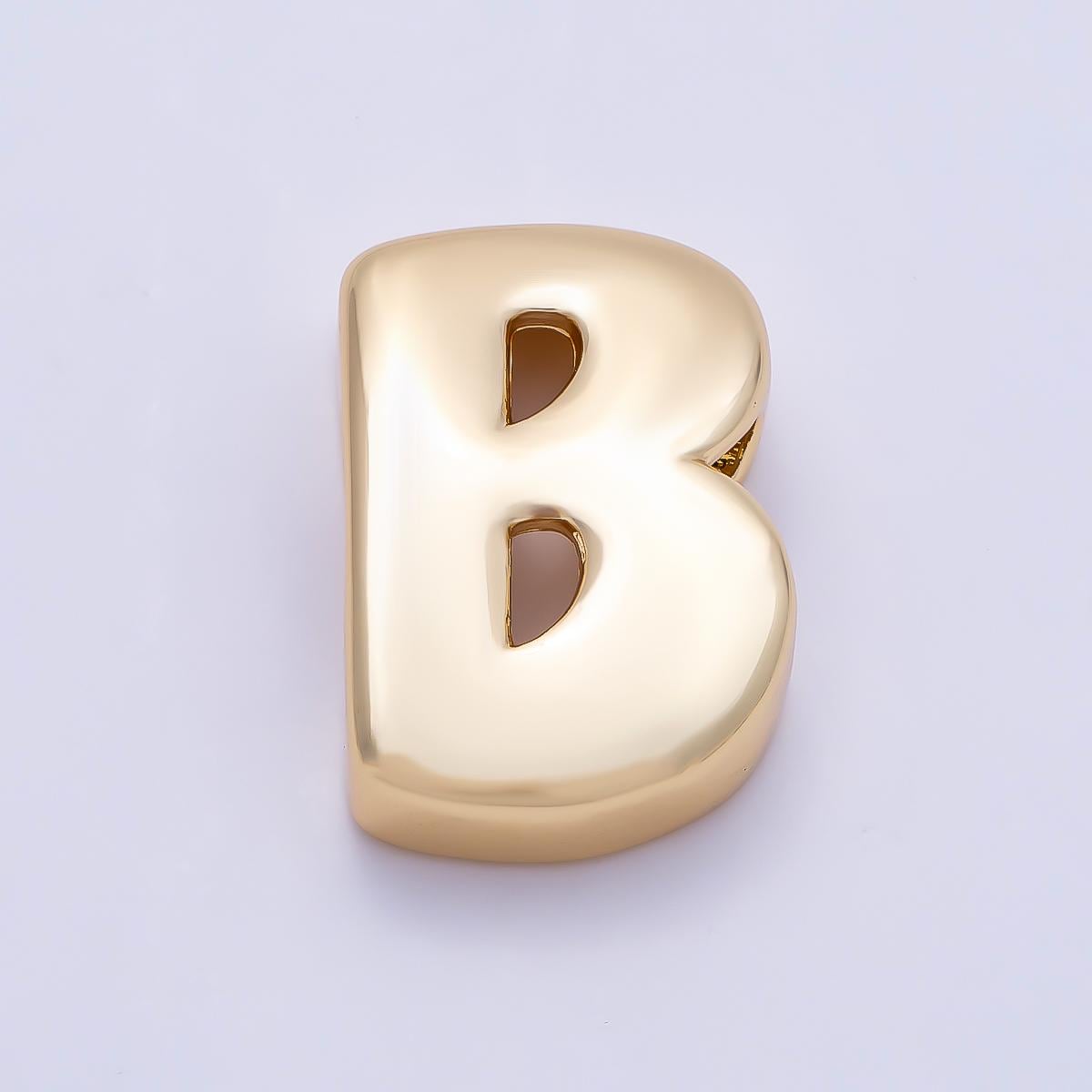 16K Gold Filled 20mm Minimalist Chubby Initial Letter A-Z Alphabet Personalized Bead Dainty Monogram Necklace Supply Jewelry | Beads-00414