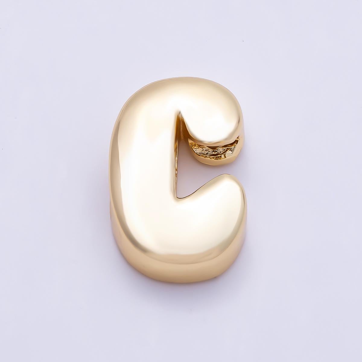 16K Gold Filled 20mm Minimalist Chubby Initial Letter A-Z Alphabet Personalized Bead Dainty Monogram Necklace Supply Jewelry | Beads-00414