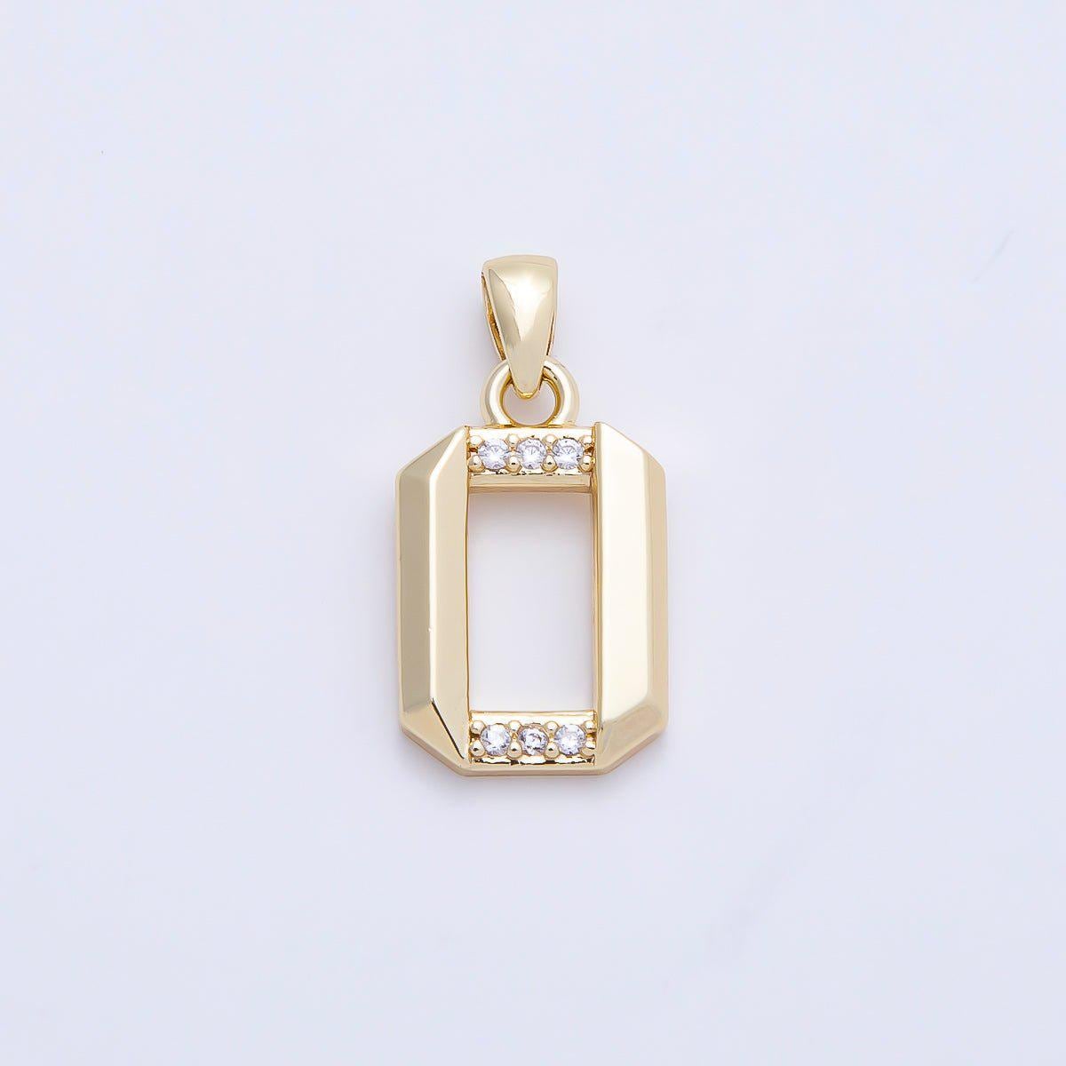 16K Gold Filled 16mm Micro Paved CZ Edged Geometric Number Numerology Charm Personalized Monogram Necklace Jewelry Supply | Charms-01217
