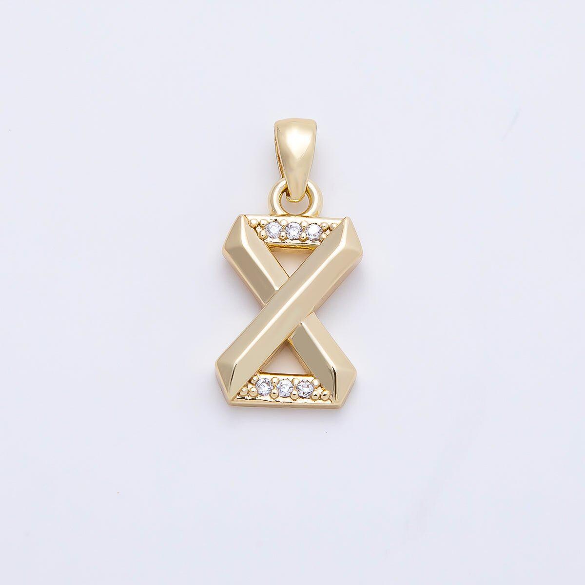 16K Gold Filled 16mm Micro Paved CZ Edged Geometric Number Numerology Charm Personalized Monogram Necklace Jewelry Supply | Charms-01217