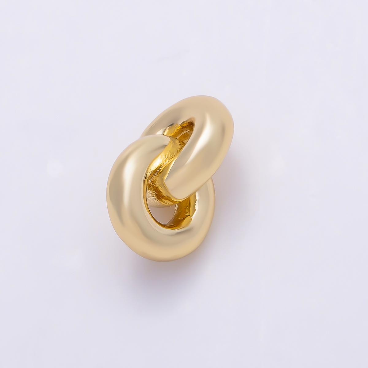 16K Gold Filled Minimalist Double Round Link Slide Pendant Chunky Interlocking Circle Ring Necklace Charm DIY Craft Supply | Findings-00409