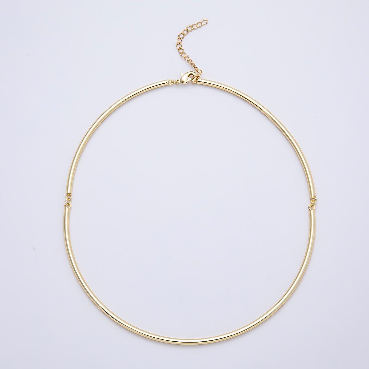 NEW 16K Gold Filled 3mm Minimalist Floating Collar Torque Necklace in Gold & Silver Neck Frame for DIY Jewelry Making Supplies | WA-04711